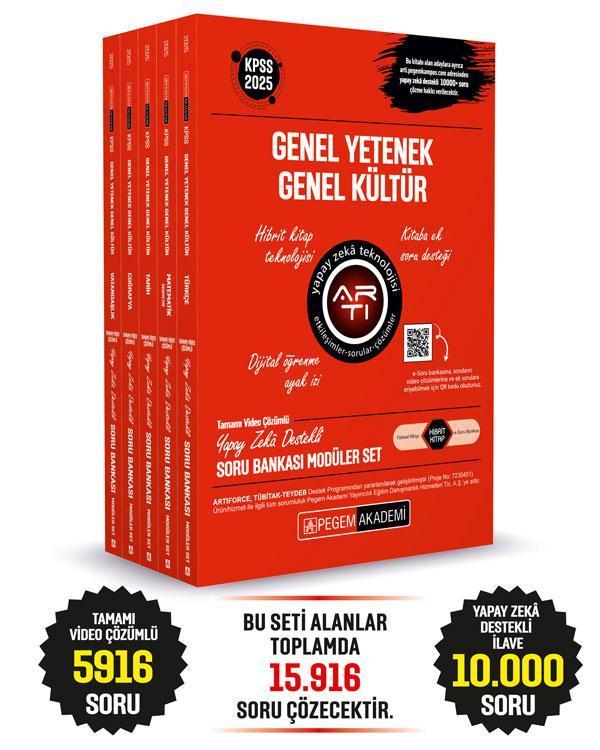 2025 KPSS Genel Yetenek Genel Kültür Tamamı Çözümlü Soru Bankası Seti - (5 Kitap) - Pegem Akademi Yayıncılık - Image 1