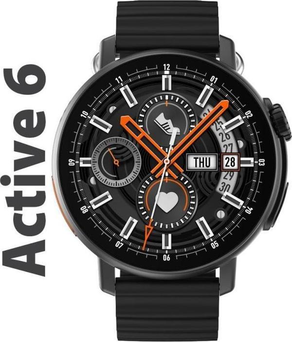 Logia Active 6 Yuvarlak Alüminyum Kasa Spor Akıllı Saat Siyah - Image 1