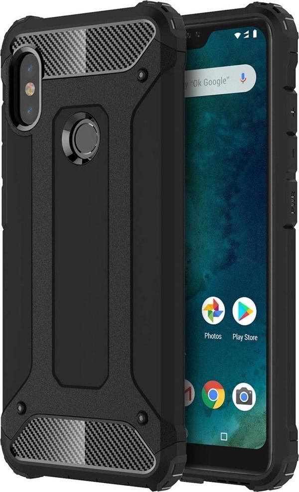 KZY İletişim Xiaomi Redmi Note 6 Pro Kapak Çift Katmanlı Zırh Tank Kılıf - Siyah - Image 1