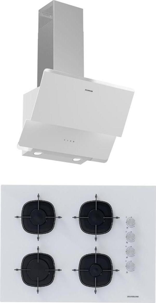 Silverline 2'li Beyaz Cam Ankastre Set 3490 Oslo -Cs5665w01 65cm Cam Ocak - Image 1