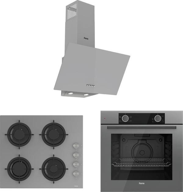 Ferre Pure Cs Serisi Gri Cam Ankastre Set D088 - CS208 - XE61CPR - Image 1