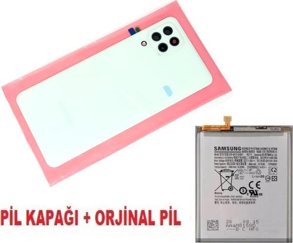 Tkgz Samsung Galaxy A22 (4G) Arka Pil Batarya Kapağı + PİL (Kamera Lensli) MAVİ - Image 1