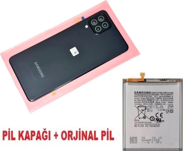 Tkgz Samsung Galaxy A22 (4G) Arka Pil Batarya Kapağı + PİL (Kamera Lensli) SİYAH - Image 1