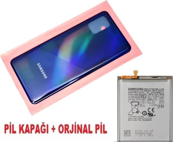 Tkgz Samsung Galaxy A31 A315 Arka Pil Batarya Kapağı + PİL MAVİ - Image 1