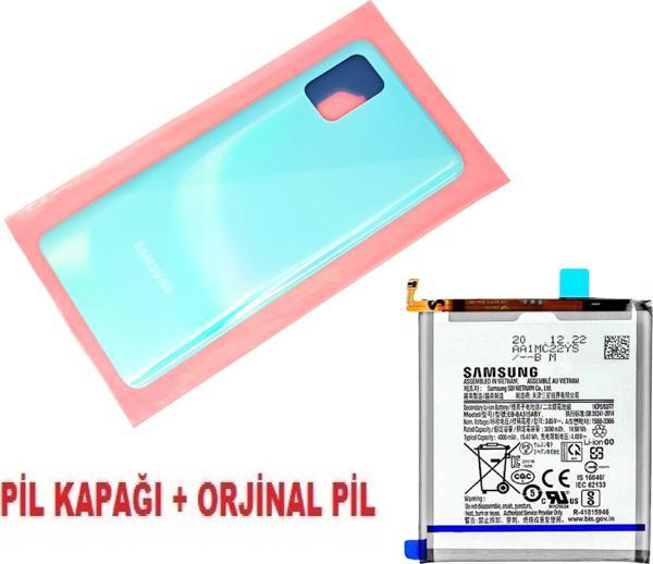 Tkgz Samsung Galaxy A51 A515 Arka Pil Batarya Kapağı + PİL MAVİ - Image 1
