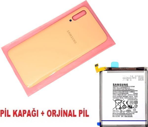 Tkgz Samsung Galaxy A70 A 705 Arka Pil Batarya Kapağı + PİL TURUNCU - Image 1