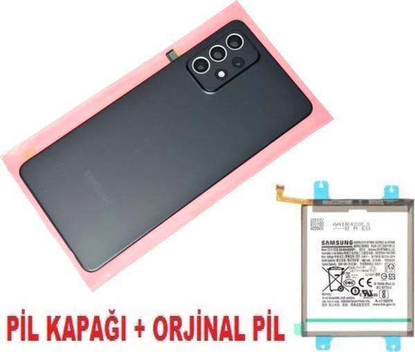 Tkgz Samsung Galaxy A72 A725 Arka Pil Batarya Kapağı + PİL (Kamera Lensli) SİYAH - Image 1