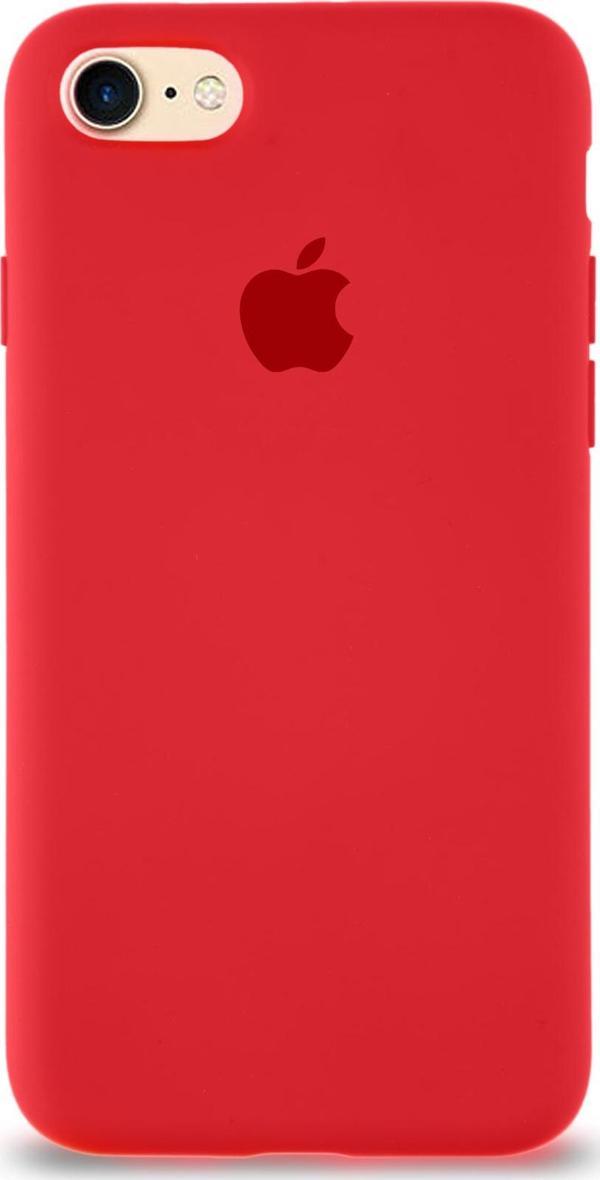 KZY İletişim Apple iPhone SE 2020 Uyumlu Logolu Silikon Kılıf Altı Kapalı İçi Kadife Lansman Arka Kapak - Kırmızı - Image 1