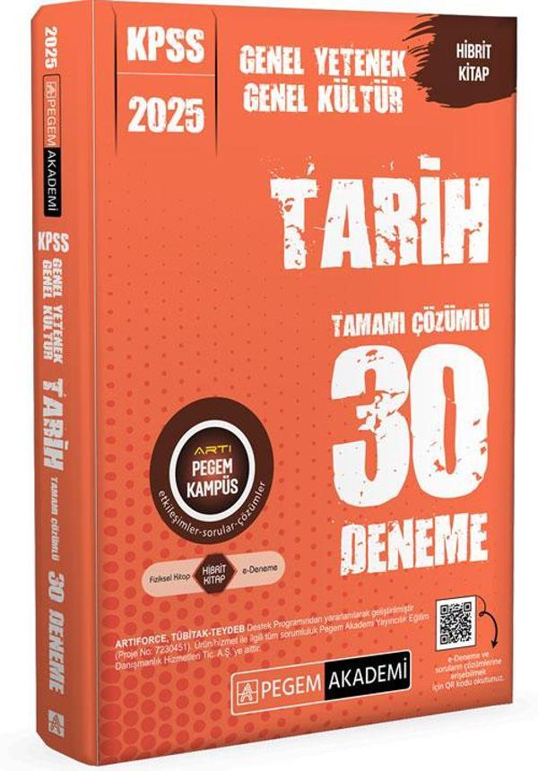 2025 KPSS Genel Yetenek Genel Kültür Tarih Tamamı Çözümlü 30 Deneme - Pegem Akademi Yayıncılık - Image 1