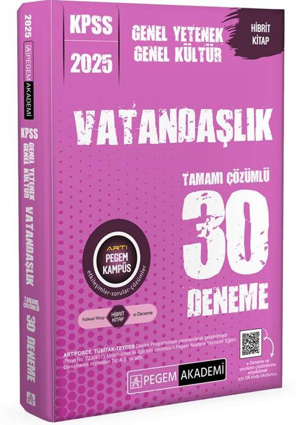 2025 KPSS Genel Yetenek Genel Kültür Vatandaşlık Tamamı Çözümlü 30 Deneme - Pegem Akademi Yayıncılık - Image 1