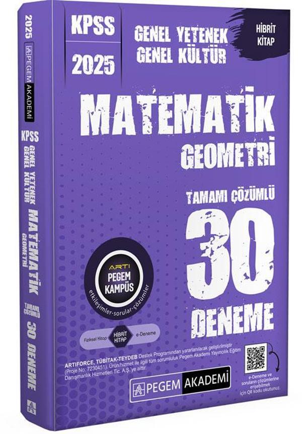 2025 KPSS Genel Yetenek Genel Kültür Matematik-Geometri Tamamı Çözümlü 30 Deneme - Pegem Akademi Yayıncılık - Image 1