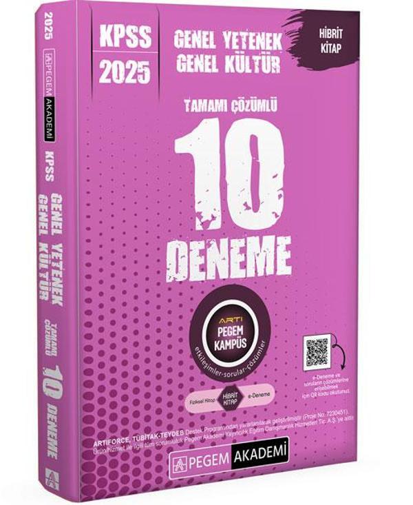 2025 KPSS Genel Yetenek Genel Kültür Tamamı Çözümlü 10 Deneme - Pegem Akademi Yayıncılık - Image 1