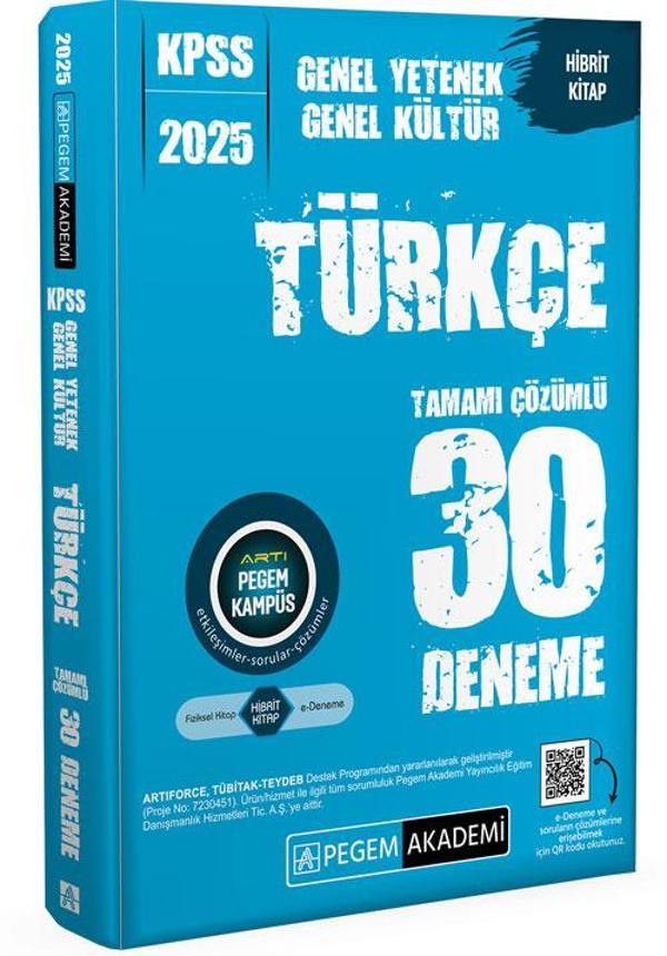 2025 KPSS Genel Yetenek Genel Kültür Türkçe Tamamı Çözümlü 30 Deneme - Pegem Akademi Yayıncılık - Image 1