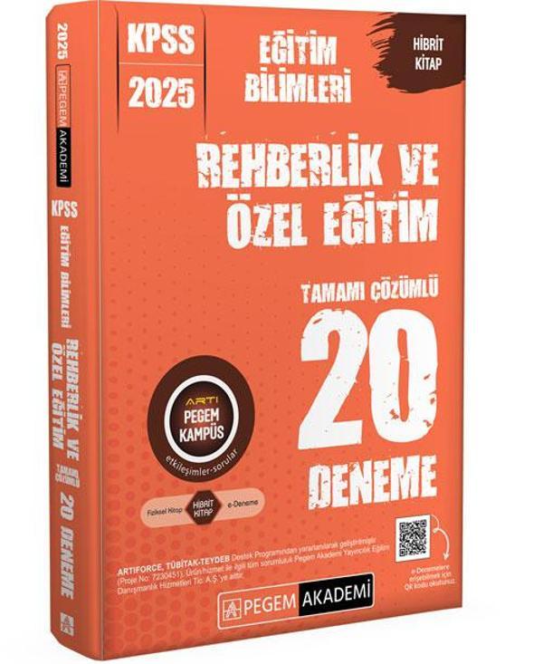 2025 KPSS Eğitim Bilimleri Rehberlik ve Özel Eğitim Tamamı Çözümlü 20 Deneme - Pegem Akademi Yayıncılık - Image 1