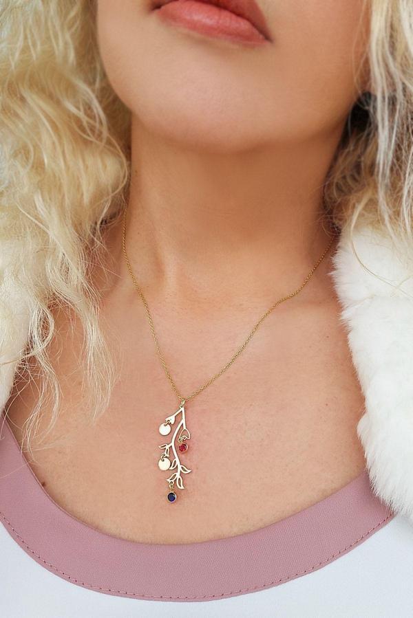 Vaoov 925 Ayar Gümüş Renkli Taşlı Sallantılı Kolye - Image 1