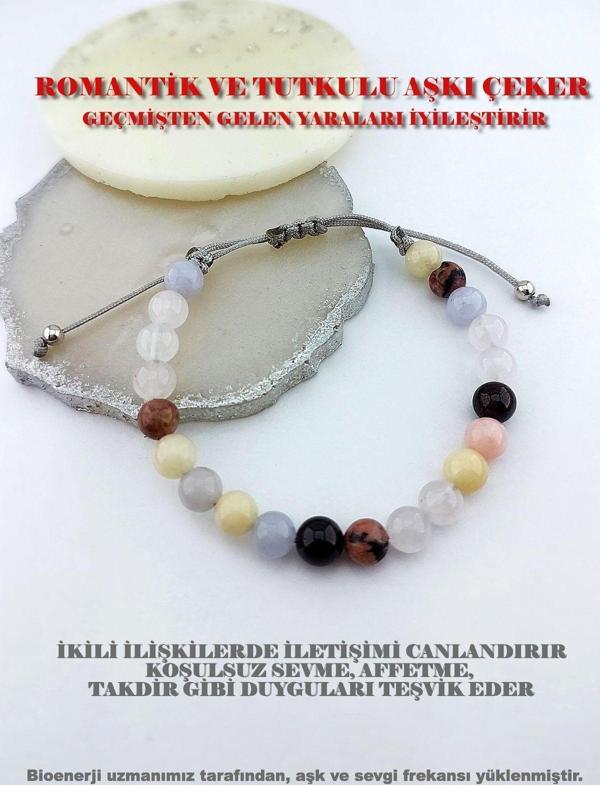 Vaoov Aşk Tılsımlı Doğal Taşlı Gümüş Bileklik - Image 1