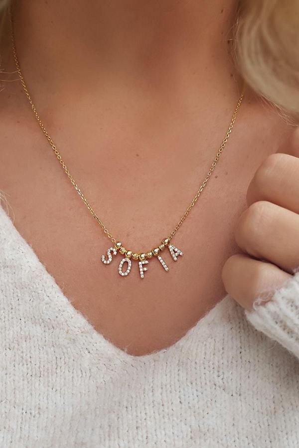 Vaoov 925 Ayar Gümüş Taşlı Isim Kolye - Image 1