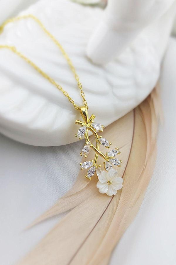 Vaoov 925 Ayar Gümüş Çiçekli Bahar Dalı Kolye - Image 1