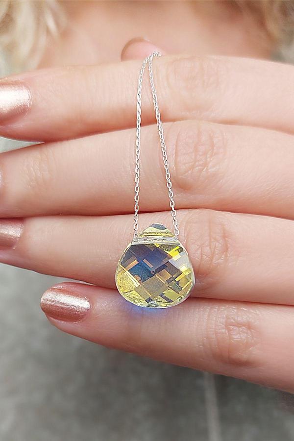 Vaoov 925 Ayar Gümüş Damla İ Taşlı Kolye - Image 1