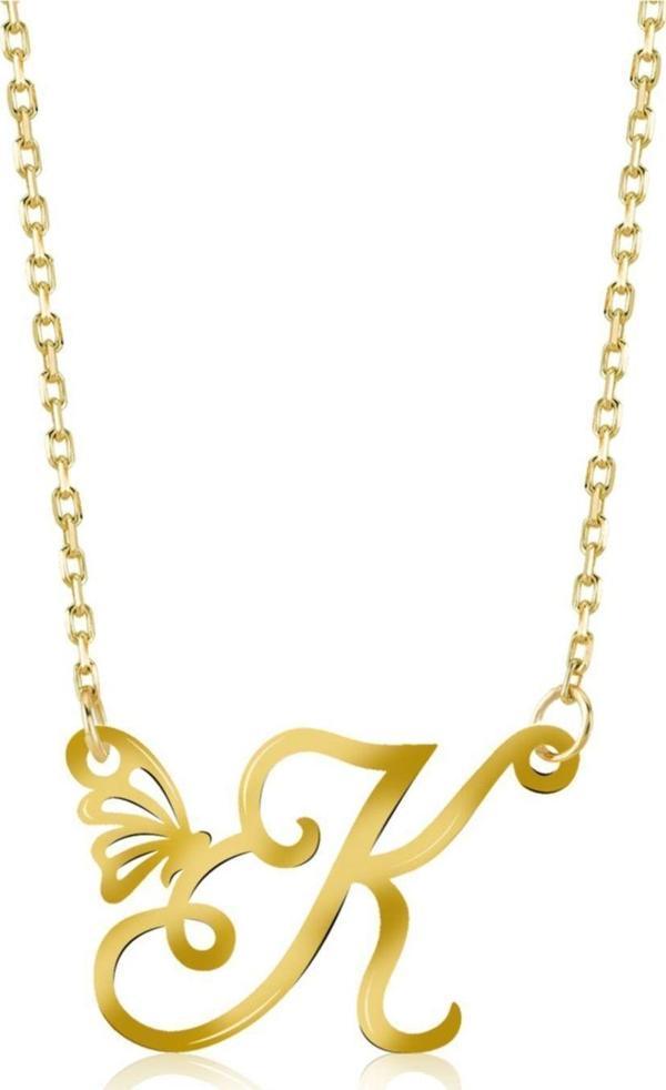 Vaoov Kadın 925 Ayar Gümüş K Harfi Kelebek Kolye - Image 1