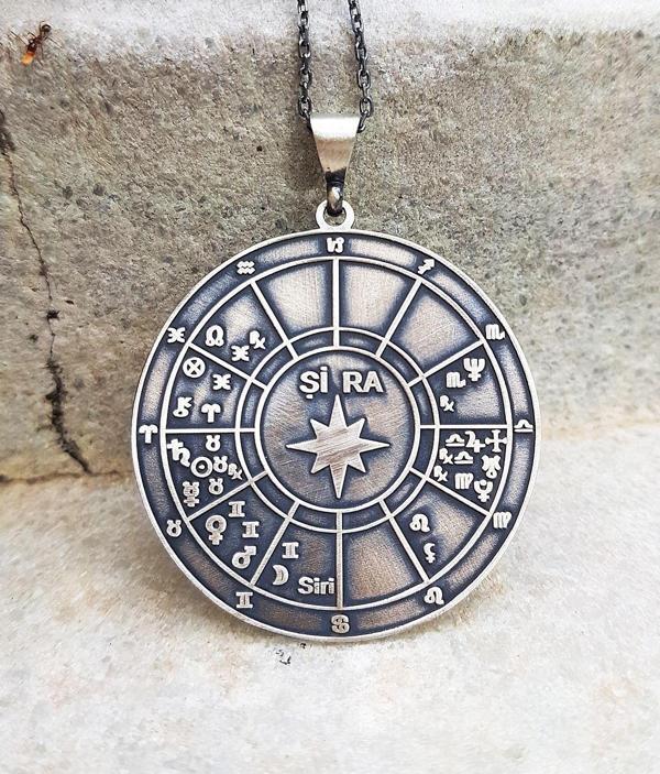 Vaoov 925 Ayar Gümüş Doğum Haritası Astroloji Kolye - Image 1