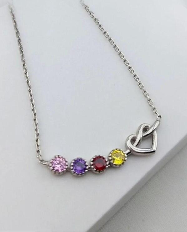 Vaoov Kadın 925 Ayar Gümüş Sonsuz Aşk Renkli Taşlı Kolye - Image 1