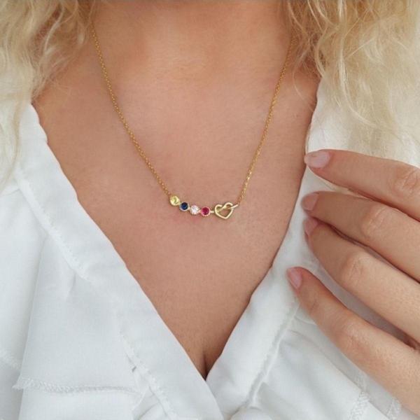 Vaoov Kadın 925 Ayar Gümüş Sonsuz Aşk Renkli Taşlı Kolye - Image 1