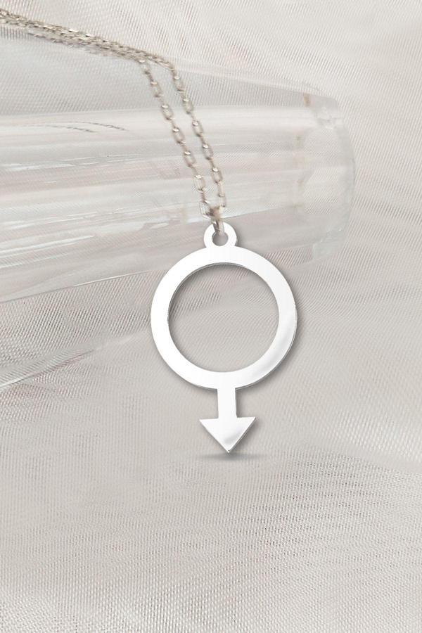 Vaoov 925 Ayar Gümüş Erkek Sembolü Kolye - Image 1