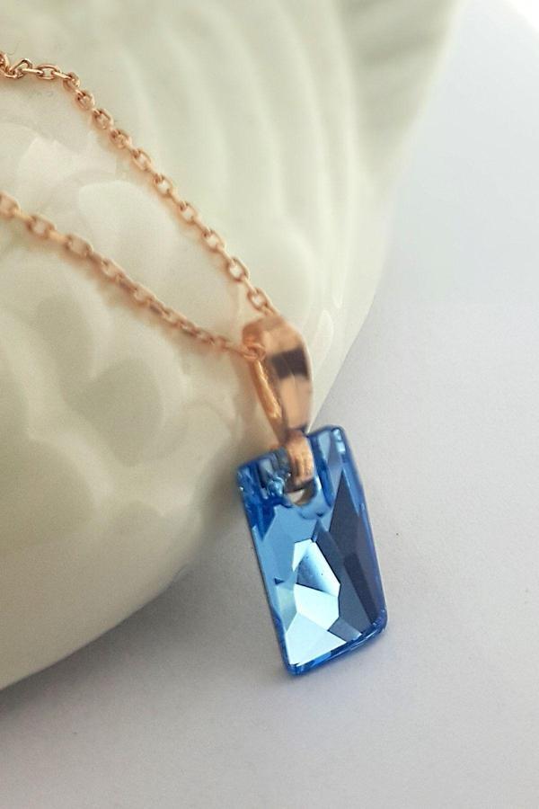 Vaoov Mavi Taşlı Gümüş Kolye - Image 1