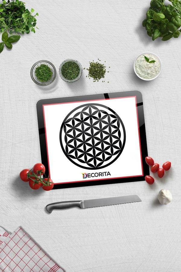 Cam Kesme Tahtası - Cam Kesme Tablası | Logolu - Kırmızı - Siyah | 29cm x 34cm - Image 1