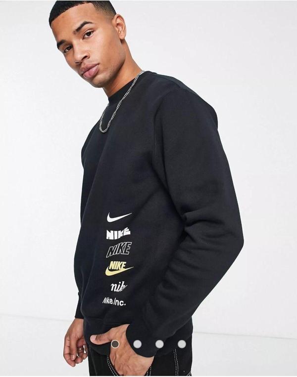 Nike Club Fleece Brushed-Back Siyah Erkek Sweatshirt - Image 1