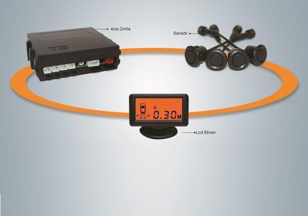 Unique Upc 224 Lcd Amber ( Turuncu ) Ekranlı Siyah Gözlü Park Sensörü - Image 1