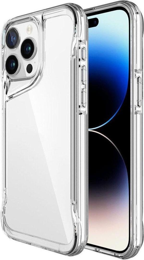 Apple iPhone 15 Pro Max Kılıf Eğimli Kamera Dizayn Sert Şeffaf Silikon - Image 1