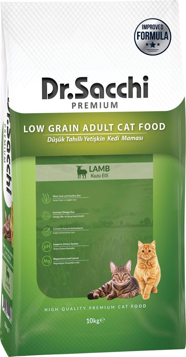 Dr.Sacchi Premium Düşük Tahıllı Kuzu Etli Yetişkin Kedi Maması 10 Kg - Image 1