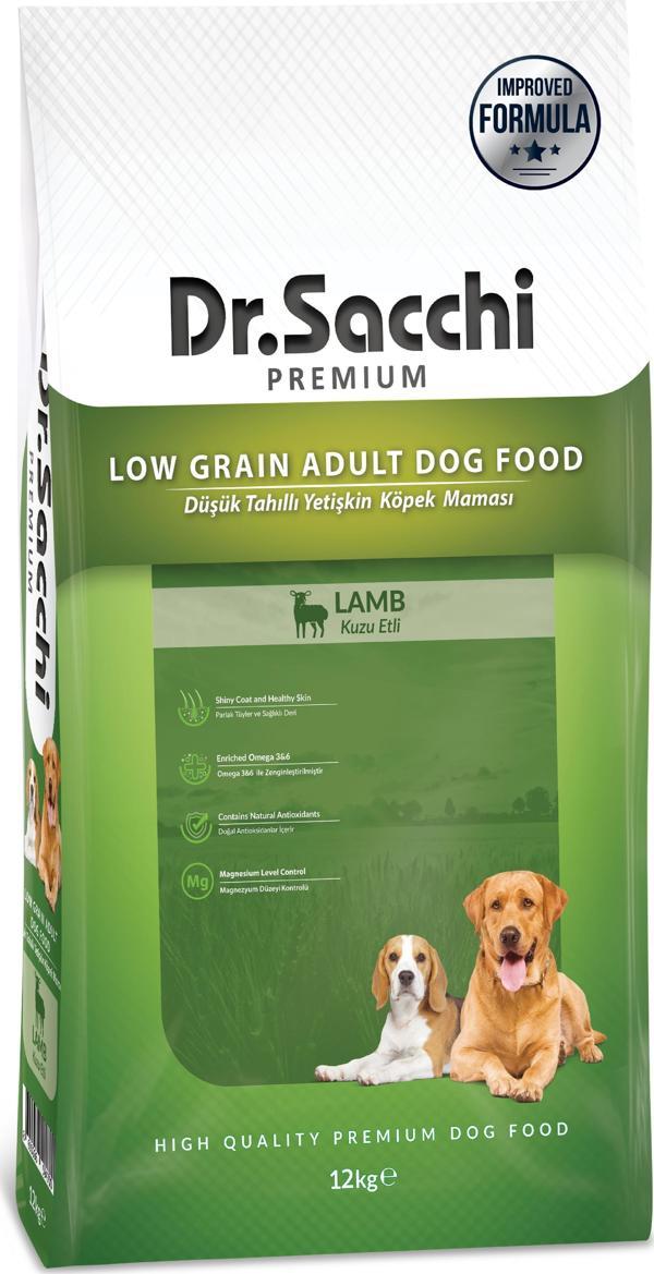 Dr.Sacchi Premium Düşük Tahıllı Kuzu Etli Yetişkin Köpek Maması 12 Kg - Image 1