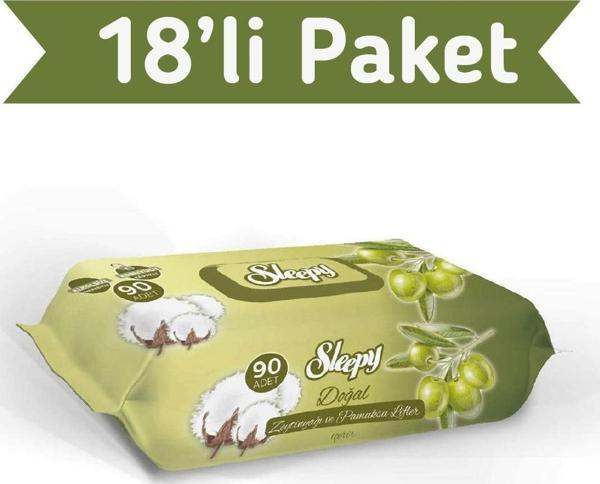 Sleepy Zeytinyağlı Islak Havlu 18X90 lı 1620 Yaprak - Image 1