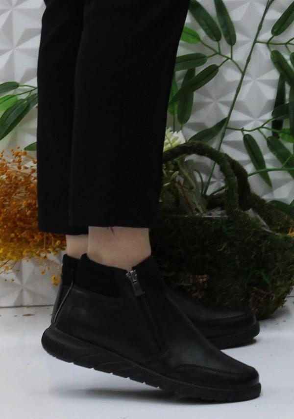 Mehmet Mete Gnd 4273 Siyah Anatomik Rahat Yumuşak Esnek İki Fermuarlı Kadın Bot - Image 1