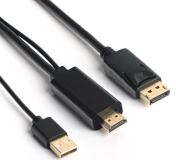 Dark DK-CB-AHDMIXDP2 HDMI to DisplayPort Dönüştürücü 2 Metre USB Güç Kablosu Destekli Kablo - Image 1