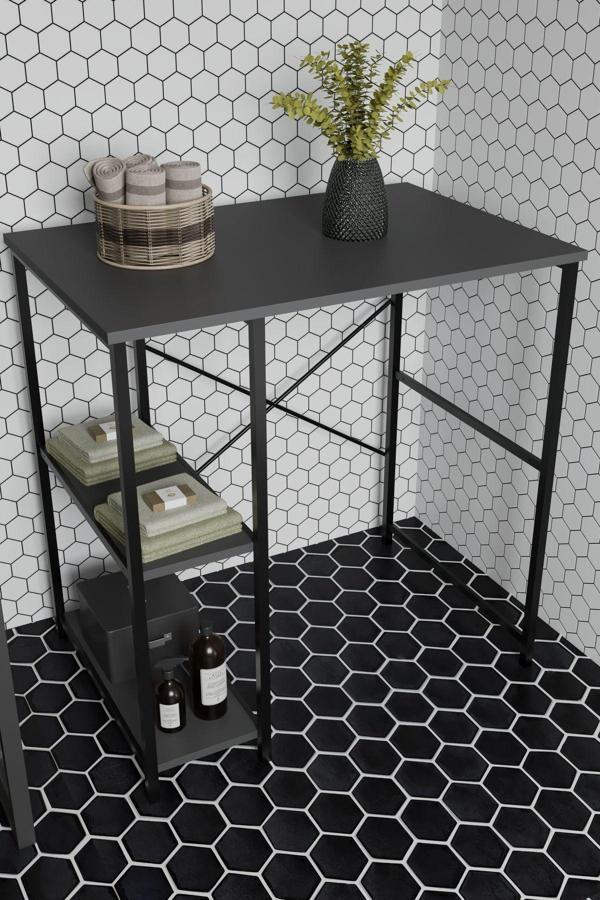 Çamaşır Makinesı Dolabı Çamaşır Makinesı Üstü Düzenleyici 2 Raflı Antrasit - Image 1