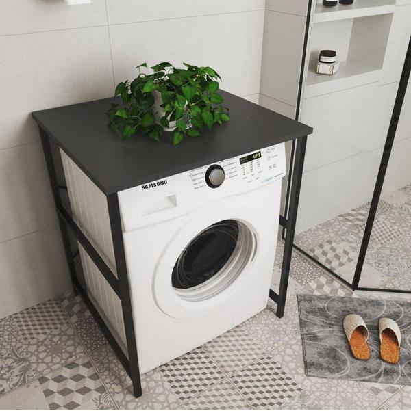 Çamaşır Makinesı Üstü Düzenleyici Banyo Düzenleyici Rafsız Antrasit - Image 1