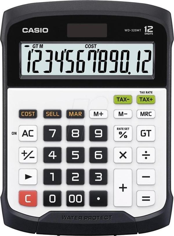 Casio WD-320MT 12 Hane Suya-Toza Dayanıklı Masa Üstü Hesap Makinesi - Image 1