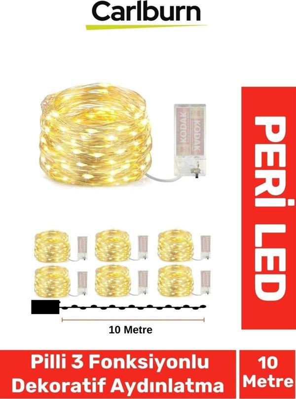 Led 10 Metre Sarı Pilli 3 Fonksiyonlu Dekoratif Aydınlatma Yeni Yıl Yılbaşı Çam Ağacı Ev Süsleme - Image 1