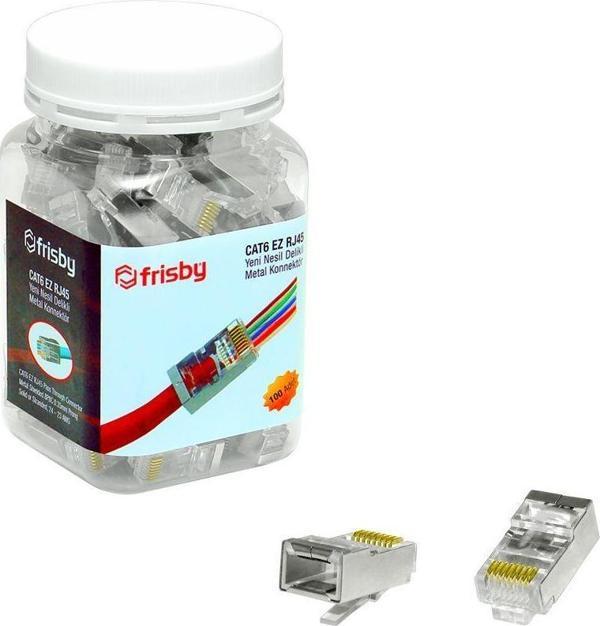Frisby FNW-RJ4532N CAT6 EZ RJ45 100lü Yeni Nesil Delikli Metal Konnektör - Image 1