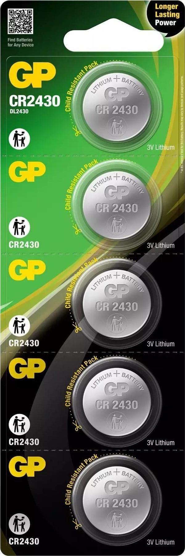 GP CR2430-C5 3V Lityum Düğme Pil 5'li Paket - Image 1