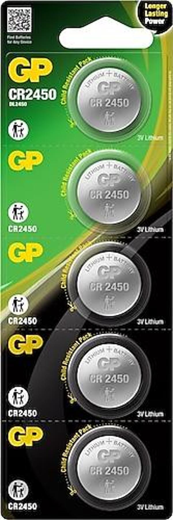 GP CR2450-C5 3V Lityum Düğme Pil 5'li Paket - Image 1