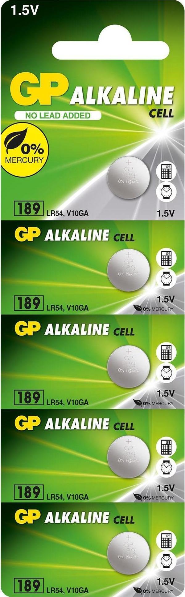 GP GP189-C5 LR54 Alkalin Düğme Pil 5'li Paket - Image 1