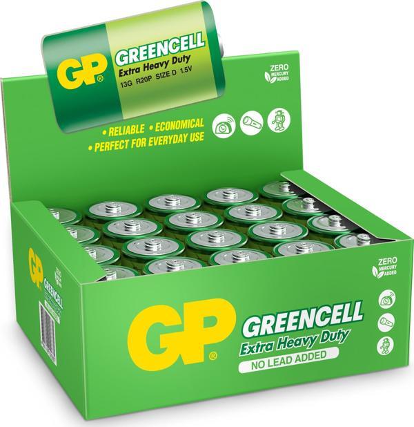 GP Greencel R20 Kalın D Boy Çinko Pil 20'li Paket GP13-2S2 - Image 1
