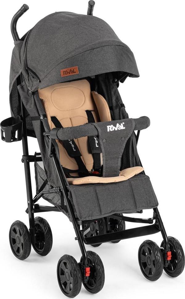 Rival Rv111 Sweet Tam Yatar  Hafif Baston Bebek Arabası - Baston Puset Antrasit Siyah - Image 1