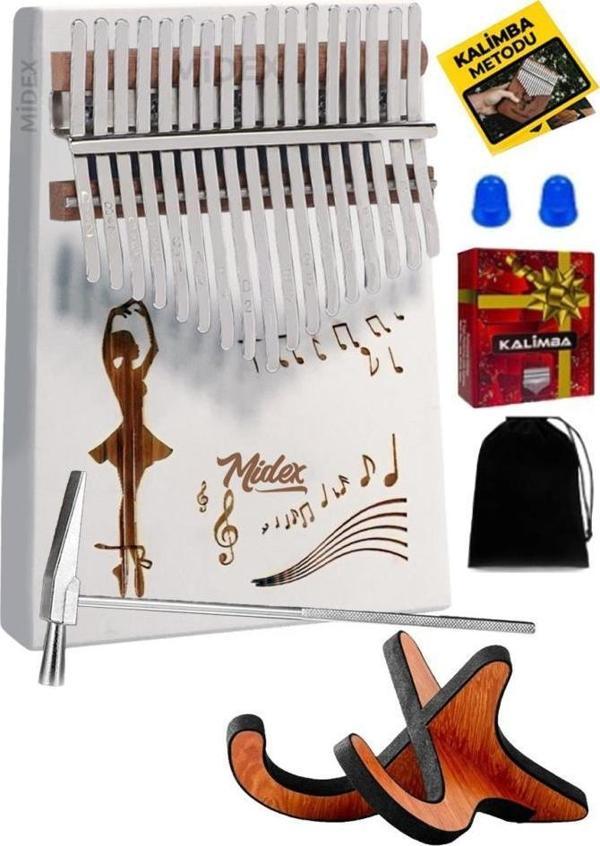 Midex KLX-540-PAK Beyaz Renk Gerçek Ağaç Kalimba 17 Tuşlu Full Set - Image 1