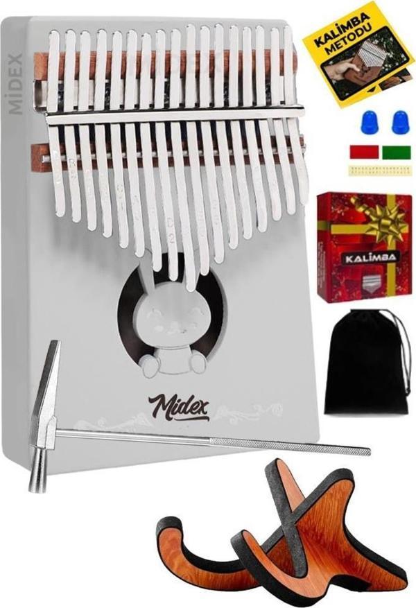 Midex KLX-550-PAK Beyaz Renk Gerçek Ağaç Kalimba 17 Tuşlu Full Set - Image 1